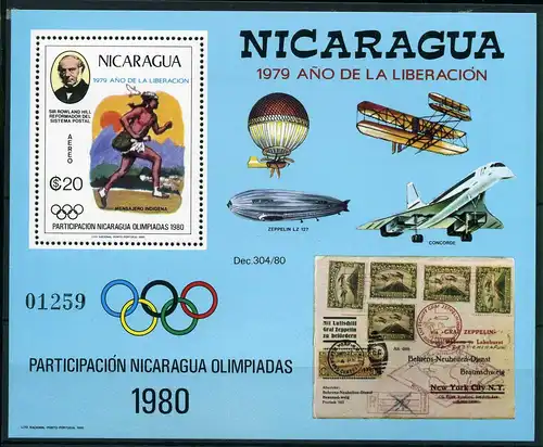 Nicaragua Block 111 postfrisch Olympia 1980 #JG565