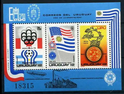 Uruguay Block 28 A postfrisch Olympia 1976 Montréal #HL071
