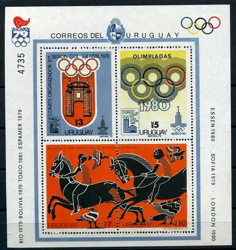 Uruguay Block 41 postfrisch Olympia 1980 #JG591
