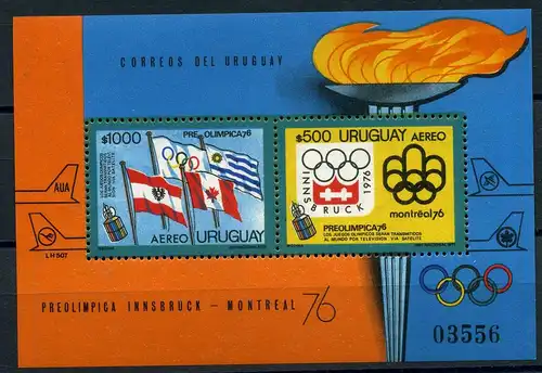 Uruguay Block 25 postfrisch Olympiade 1976 #JG618