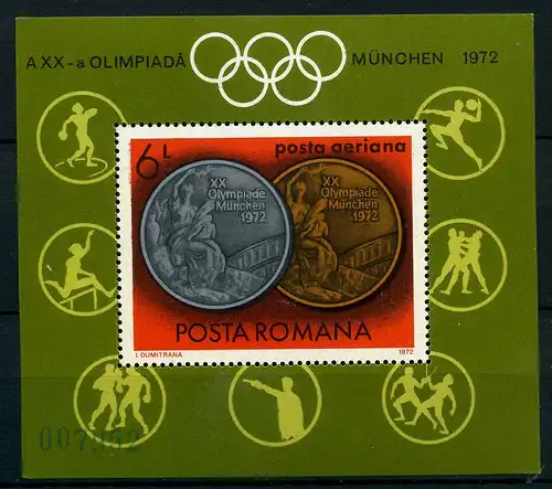Rumänien Block 100 postfrisch Olympiade 1972 #JJ428
