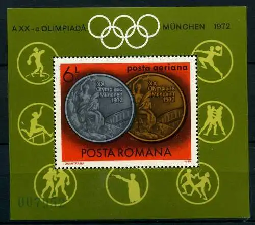 Rumänien Block 100 postfrisch Olympiade 1972 #JJ428