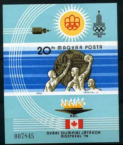 Ungarn Block 122 B postfrisch Olympiade 1976 Montreal #HL168