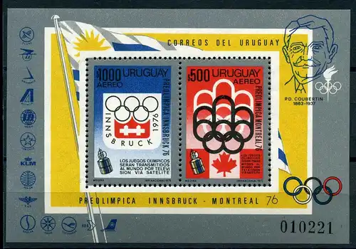 Uruguay Block 24 postfrisch Olympiade 1976 #JG617