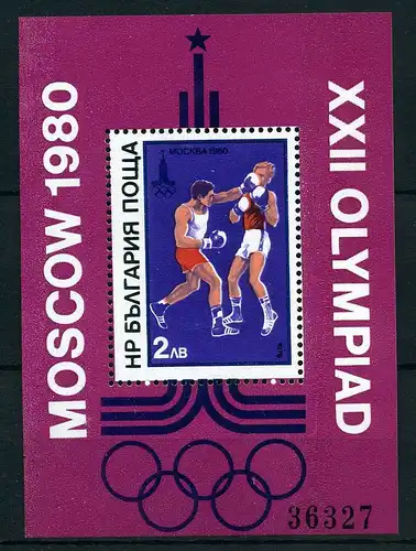 Bulgarien Block 99 postfrisch Olympiade 1980 Moskau #JG576