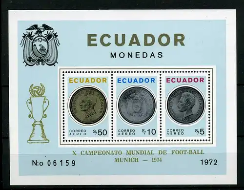 Ecuador Block 65 A postfrisch Fussball WM 1974 #GE532