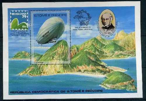 St. Tomé und Principe Block 36 A postfrisch Zeppelin #GO548