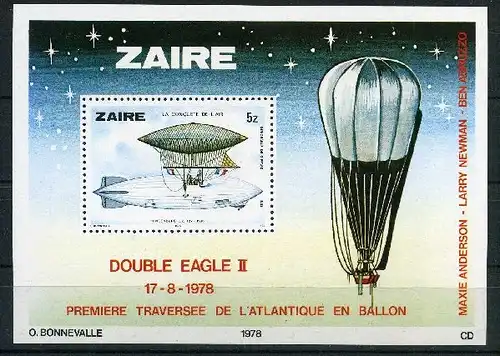 Kongo Zaire Block 22 postfrisch Zeppelin #GO585