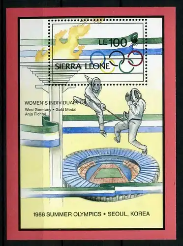 Sierra Leone Block 97 postfrisch Olympiade 1988 #JG688