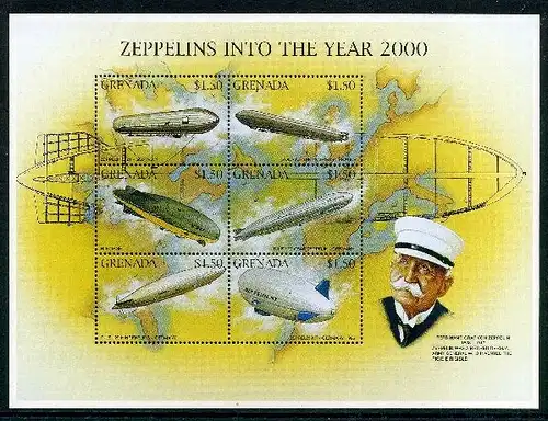 Grenada 3290-3295 postfrisch Zeppelin Kleinbogen #GO558