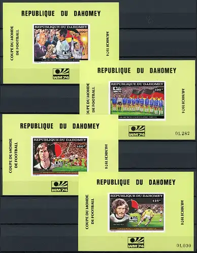 Dahomey 605-608 B postfrisch in Blockform FußballWM 1974 #GE457