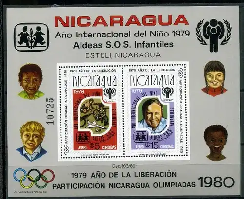 Nicaragua Block 110 postfrisch Olympiade 1980 #JG694