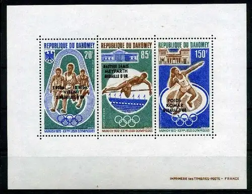 Dahomey Block 20 postfrisch Olympiade 1972 #JG703