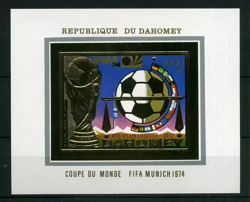 Dahomey Goldmarke Block 37 B postfrisch Fußball WM 1974 #GE430