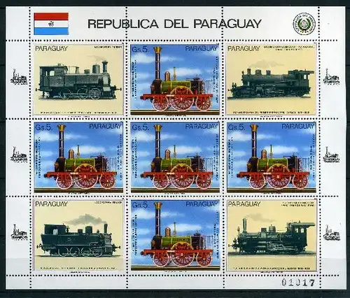 Paraguay Kleinbogen 3904 postfrisch Eisenbahn Lokomotive #IJ053
