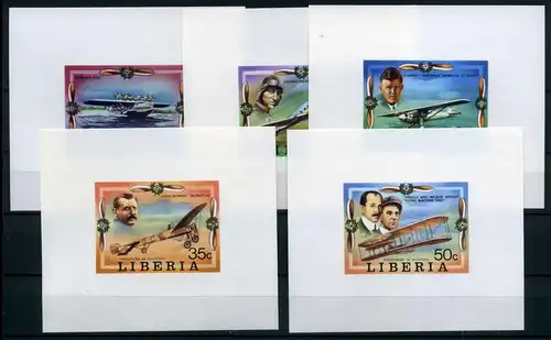 Liberia 1047-1052 ohne 1048 postfrisch auf Sonderblock Flugzeuge #GI162