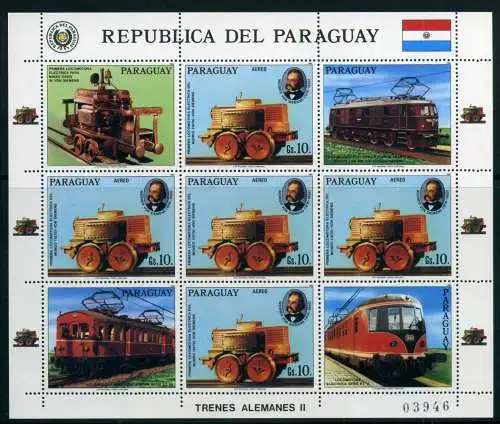 Paraguay Kleinbogen 4026 postfrisch Eisenbahn Lokomotive #IJ054