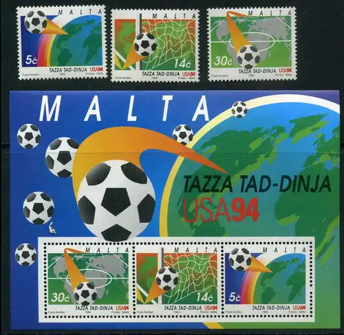 Malta 933-935 + Bl 14 postfrisch Fußball #GE501