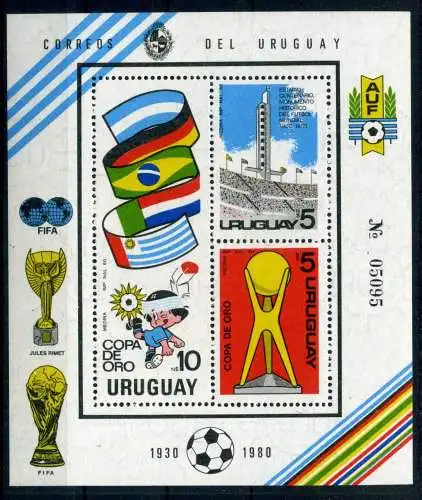 Uruguay Block 50 postfrisch Fußball #GE567