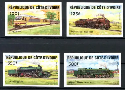 Elfenbeinküste 826-829 geschnitten postfrisch Eisenbahn #IU828