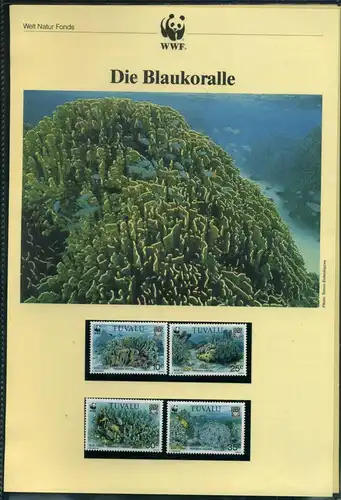 Tuvalu 1992 WWF komplettes Kapitel postfrisch MK FDC Blaukoralle #GI334