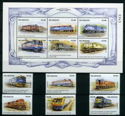 Nicaragua 4021-4032 postfrisch Eisenbahn Lokomotive #IJ059