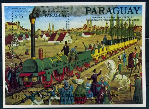 Paraguay Block 436 postfrisch Eisenbahn Lokomotive #IU746