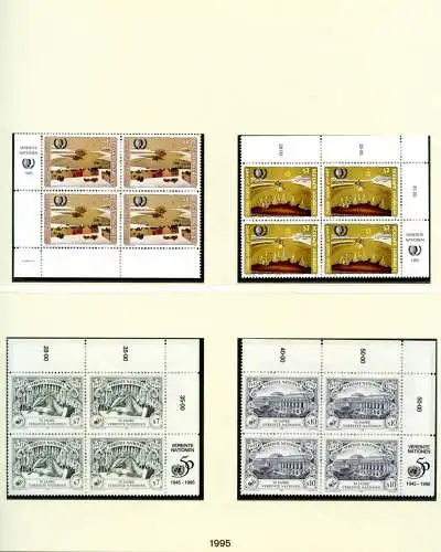 UNO Wien Jahrgang 1995 postfrisch 4er Blöcke auf Lindner Vordruck #HL045