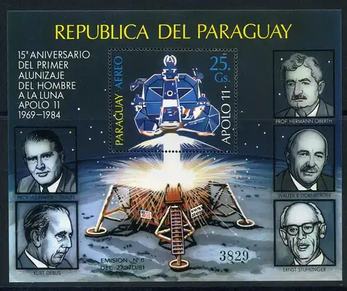 Paraguay Block 406 postfrisch Raumfahrt #IN305
