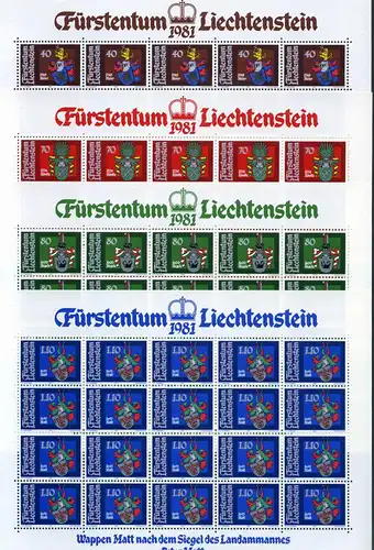 Liechtenstein Kleinbögen 766-769 postfrisch Wappen #JD393
