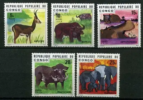 Kongo 539-543 postfrisch Wildtiere #IN573