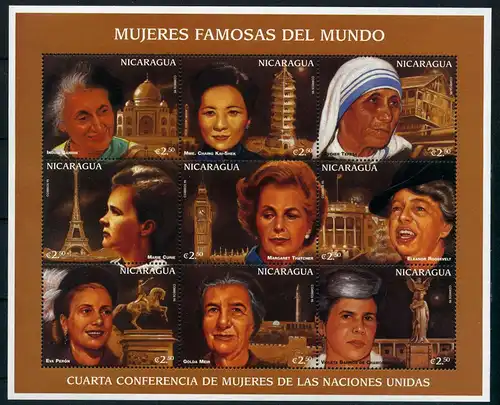 Nicaragua Kleinbogen 3742-3750 postfrisch berühmte Frauen #IN238