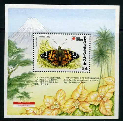Barbados Block 27 postfrisch Schmetterlinge #FW911