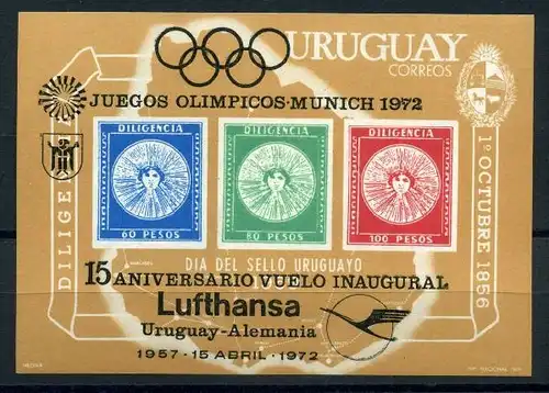 Uruguay Block 15 postfrisch Olympiade 1972 #JG711