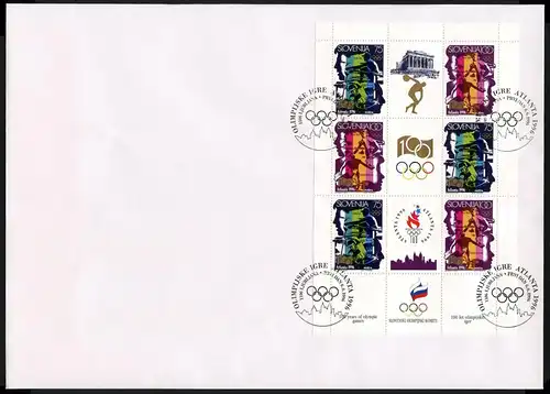 Slowenien Kleinbogen II 151-152 Olympiade 1996 Ersttagesbrief/FDC #IF167
