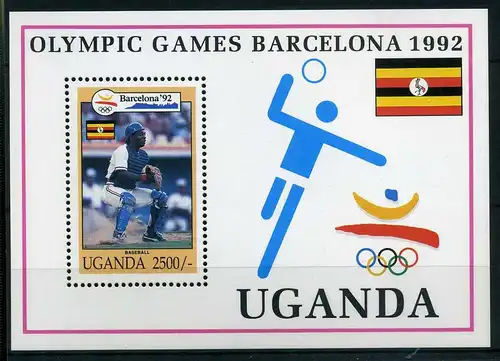 Uganda Block 172 postfrisch Olympiade 1992 #JG601