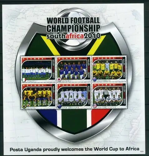 Uganda Kleinbogen 2754-2759 postfrisch Fußball WM 2010 #GE720