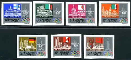 Ungarn 3355-3361 B postfrisch Olympiade 1980 Moskau #JG629