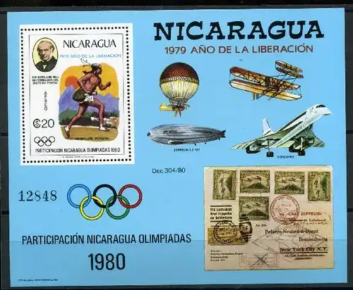 Nicaragua Block 111 postfrisch Olympiade 1980 #JG693