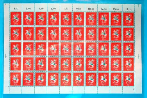 Bund 50er Bogen 287 postfrisch Formnummer 2, gefaltet #BW4217