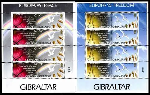 Gibraltar Kleinbögen 710-13 postfrisch Cept, Vögel #JC574