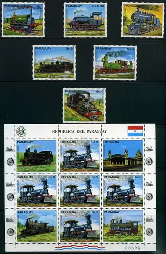 Paraguay KB 3579-3585 postfrisch Eisenbahn #IM058