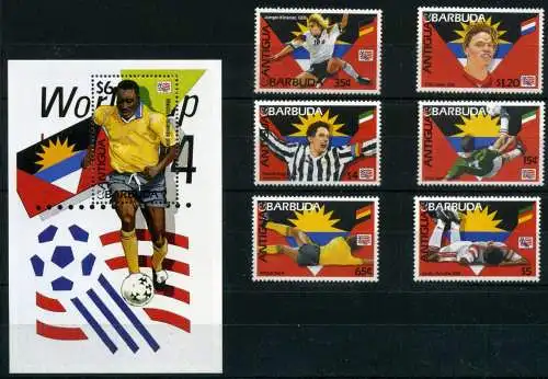 Antigua und Barbuda 2075-2080 + Bl 305 postfrisch Fußball #GE512