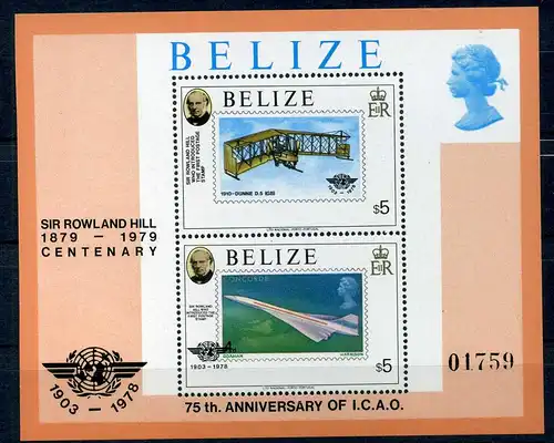 Belize Block 8 postfrisch Flugzeuge #GI180