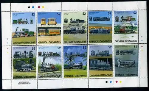 Grenada/ Grenadinen KB 1151-1160 postfrisch Eisenbahn #IJ055