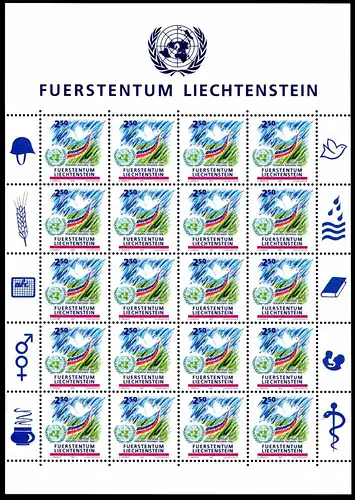 Liechtenstein Kleinbögen 1015 postfrisch Friedenstaube #JE925