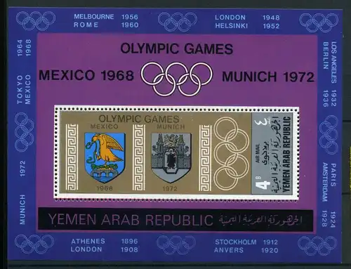 Jemen arab. Republik Block 85 postfrisch Olympiade 1968 #JJ402