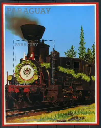 Paraguay Block 447 postfrisch Eisenbahn Lokomotive #IU745