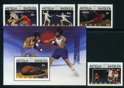 Antigua und Barbuda 1020-1023 + Bl 125 postfrisch Olympia #JG718