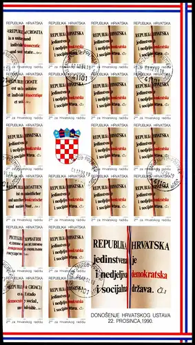 Kroatien Bogenteil 14-19 B gestempelt Zwangszuschlagmarken #IV343